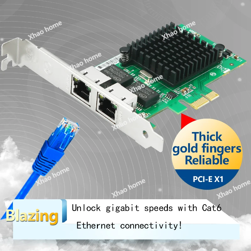 Dual Port PCIe Gigabit Ethernet Card, 2x1000Mbps LAN Adapter RJ45, PCI-E X1 Network Card for Desktop PC/Server for Windows/Linux