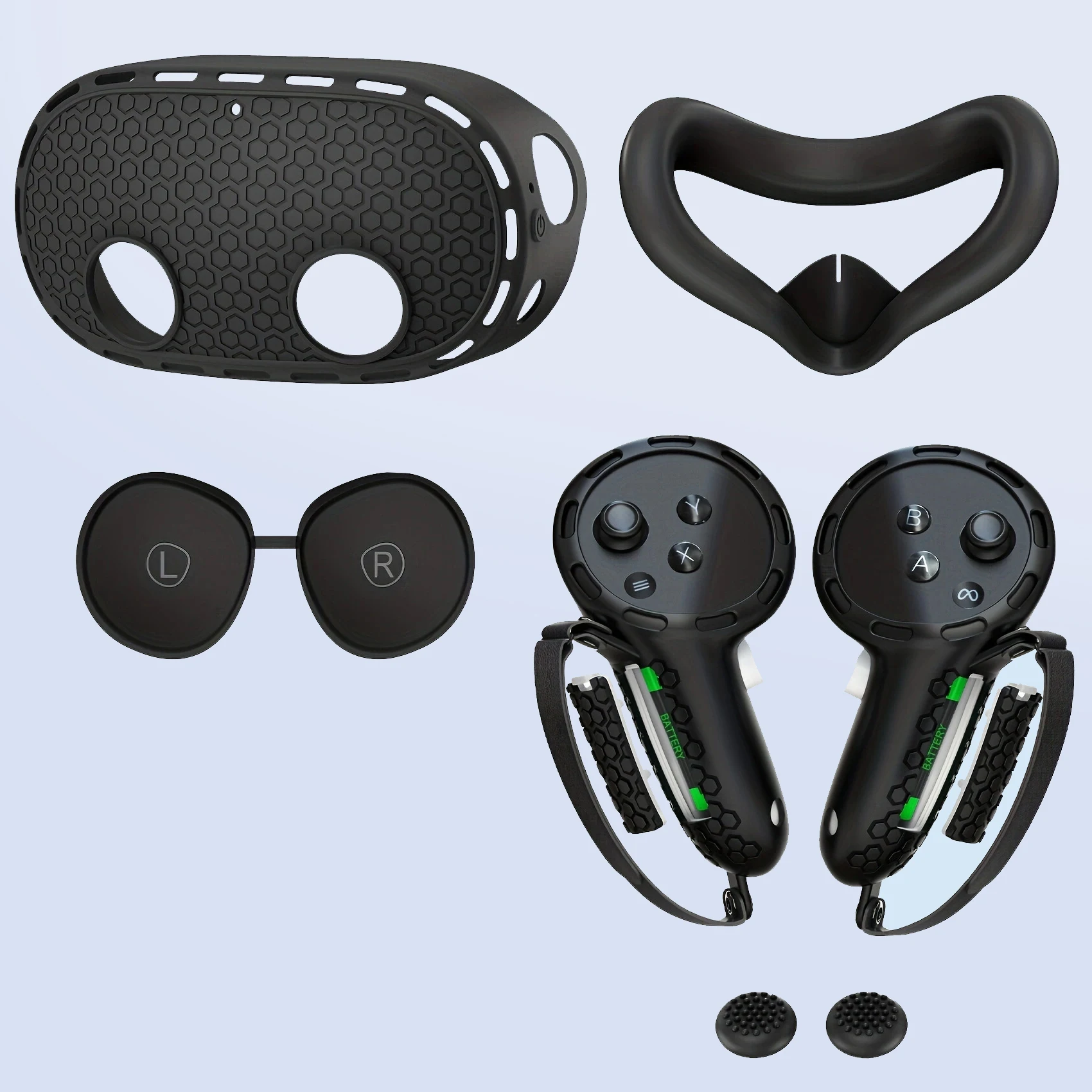 VR 6 in 1 Silicone Protective Case Set for Meta Oculus Quest 3S , face Cover, Controller Grip,shell Cover, Lens Cover, rocker ca