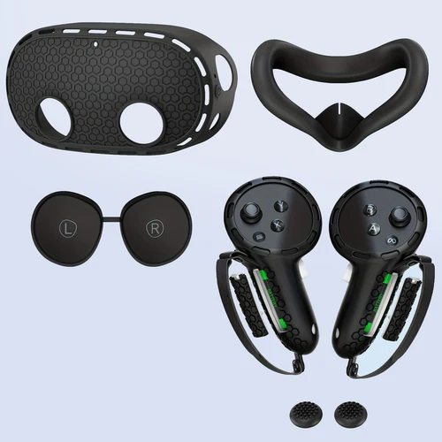 Juego de fundas protectoras de silicona VR 6 en 1 para Meta Oculus Quest 3S, cubierta facial, empuñadura de controlador, cubierta de carcasa, cubierta de lente, rocker ca