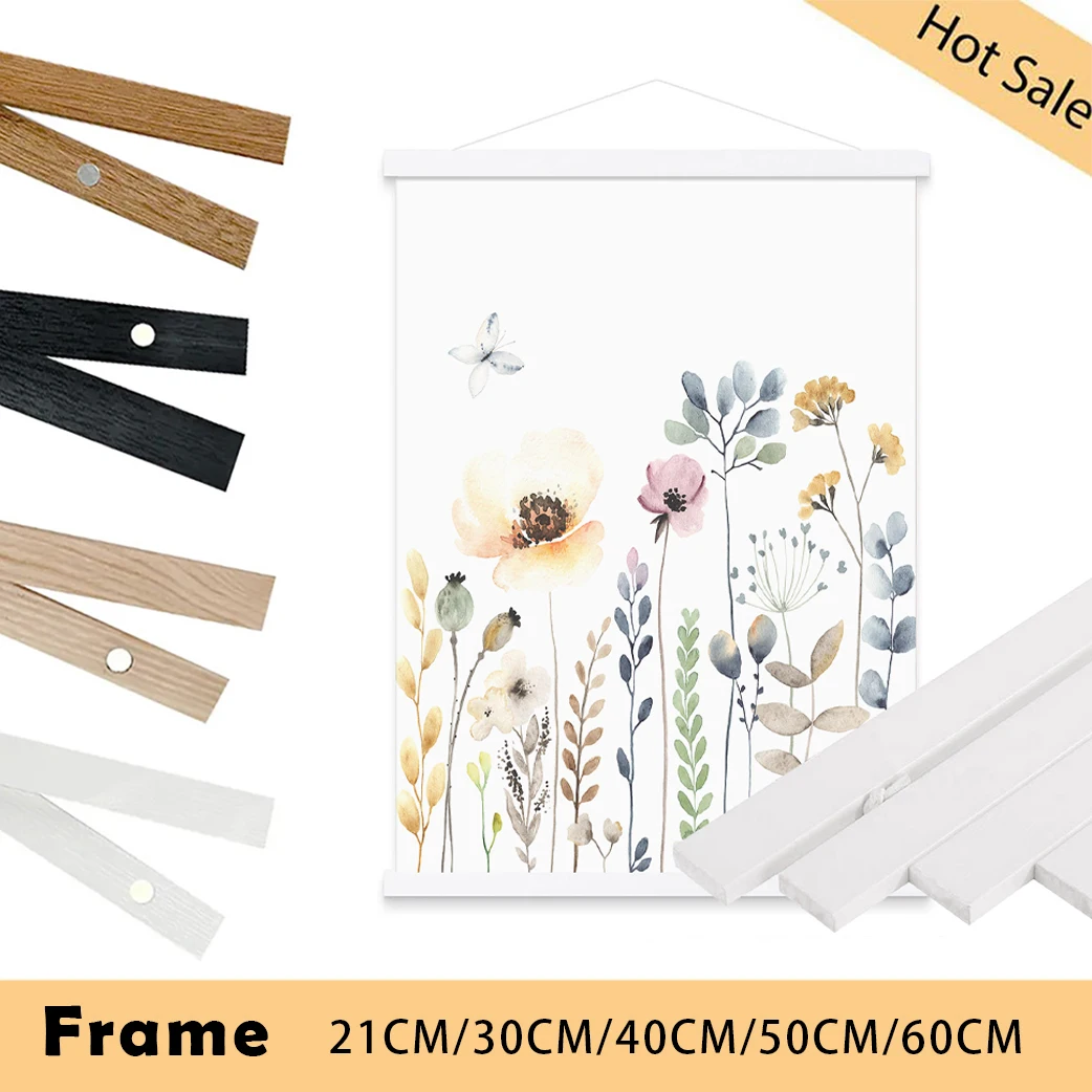 לבן פוסטר עץ מגנטי מסגרת מסגרת טיק עץ אורן לתמונות תמונות בד הדפסים יצירות אמנות מפות סלון בית תפאורה קיר הבית