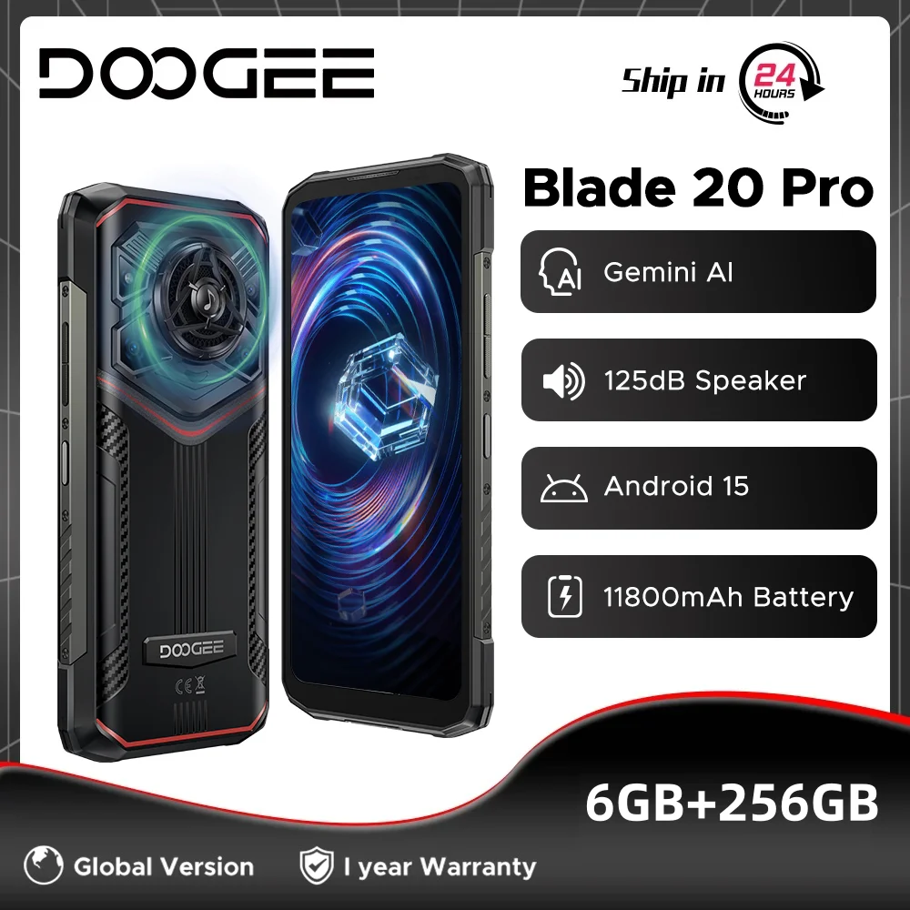 Global Version DOOGEE Blade20 Pro Rugged Phone 6GB 256GB 6.6'' Display 11800mAh Battery 125dB Speaker 50MP Camera NFC Android 15