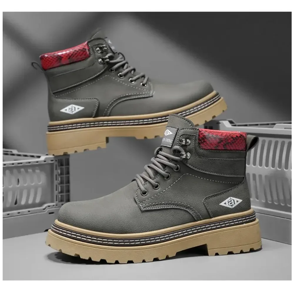 

Mens Boots Fashion High Top Casual Boot High Quality Leather Boots Outdoor Non Slip Platform Boot Men's Ankle Boots Botas Hombre