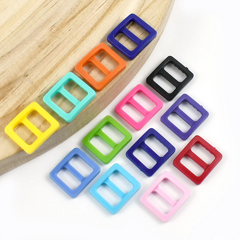 

100-300Pcs Meetee 10mm Colorful Tri-Glide Slider Ring Buckle Plastic Adjuster Clasp Dog Collar Webbing Connector Hook Bag Parts