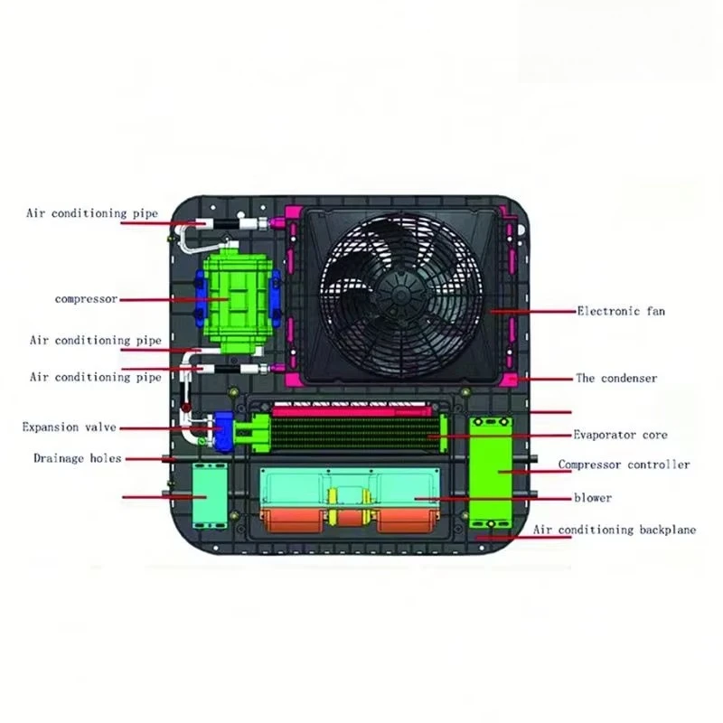 WINFULL 6800BTU R-134a 12V Mini Witte Rooftop RV Truck Parking Airconditioner met Warm/Koud OE WFC7040 1 Jaar Garantie