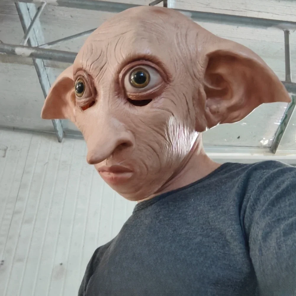 Rubber Dobby the Magic Elf Mask Halloween Horror Haunted House Cosplay Role-Playing Latex Carnival Fancy Dress Party Props