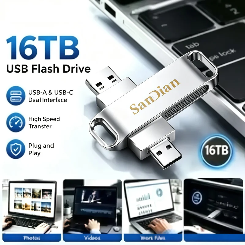 New Ultra Dual Drive Luxe USB 3.2 Type-C Flash Drive Metal U Disk 128GB 256GB 512GB 1TB High Speed Memory Stick