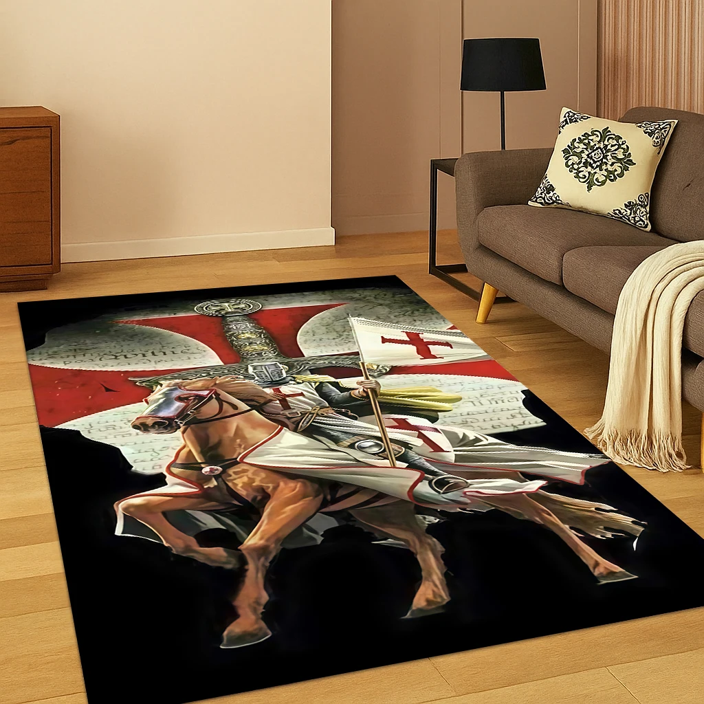 Crusaders Templar Black Knight Carpet Rug Mat for Home Bedroom Living Room Sofa Doormat Kitchen Decor,Kid Play Non-slip Area Rug