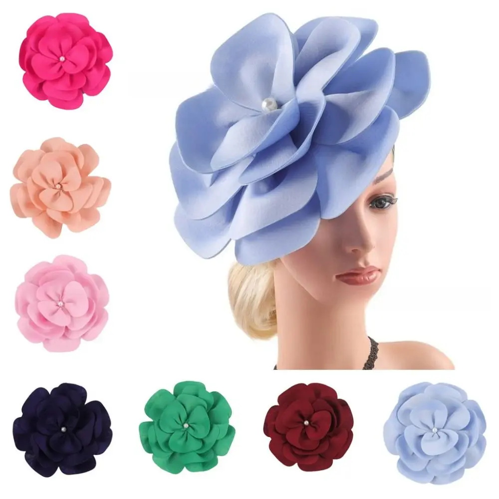 أزياء خوذة 3D زهرة قطع زينة قبعة كبيرة زهرة الشاي الرسمي قبعات الحفلات زهرة كبيرة عقال حفلات الشاي #3