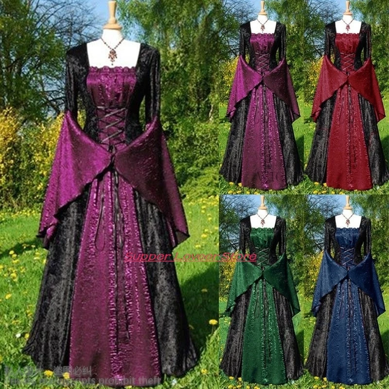 

Anime New Halloween Cosplay Medieval Cosplay European Court Style Retro Party Dress Cosplay women's Long Dress Retro Lolita Cos