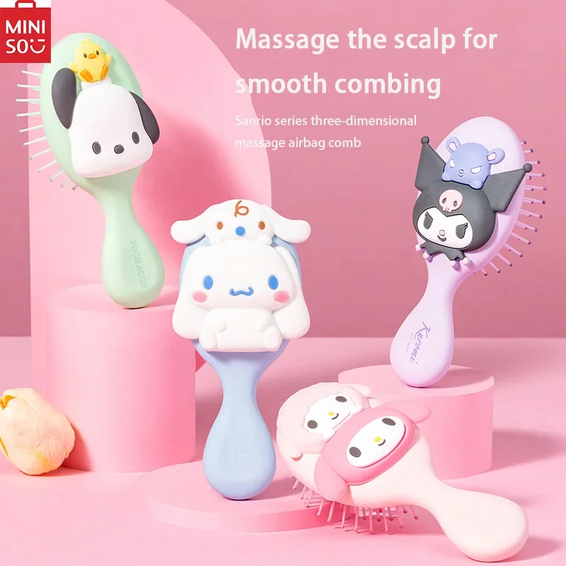 MINISO Sanrio Kuromi Pacha pies melodia cynamonowy pies do masażu grzebień uroczy przenośny grzebień przenośny grzebień z kreskówkowym grzebieniem oryginalna kolba