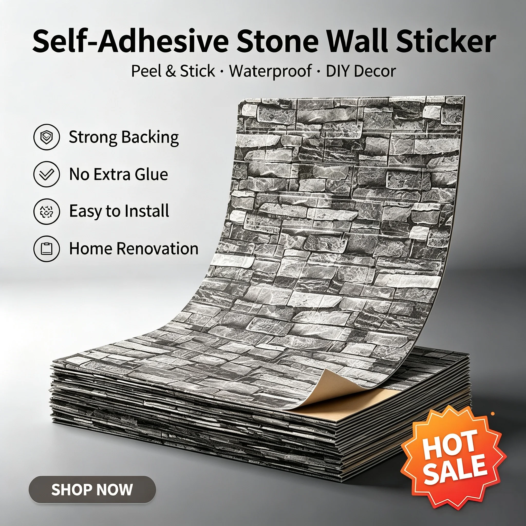 Faux Brick Wallpaper 3D Wall Stickers Self Adhesive Peel and Stick Brick Wall Decor Home Room Decoration