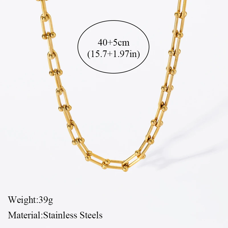 EILIECK 316L Stainless Steel Gold Color Thick Chain Necklace Bracelet For Women Girl New Fashion Waterproof Jewelry Set Gift