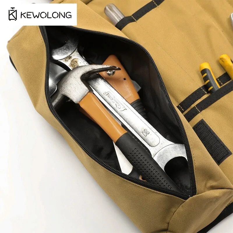 Organizer in tela resistente e impermeabile con ganci per appendere, custodia per parti portatile per elettricisti e meccanici
