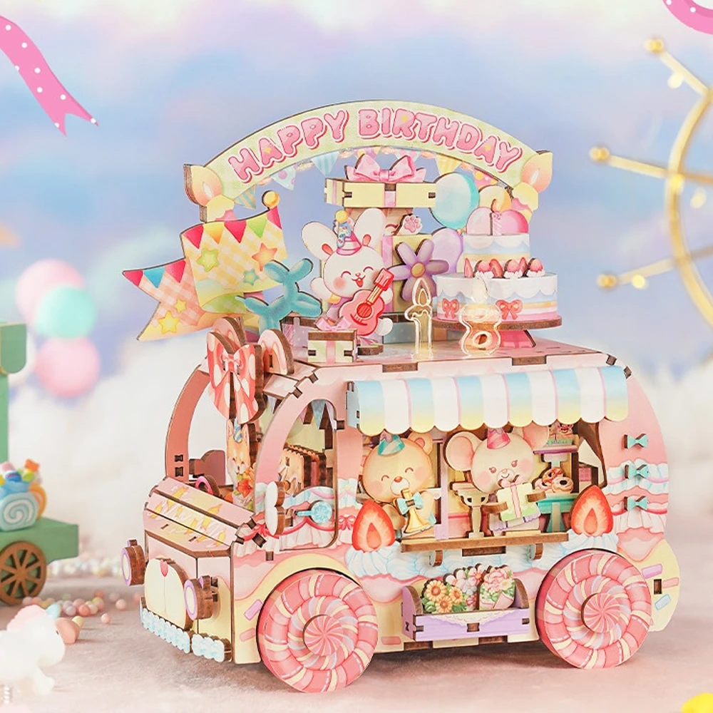 Kit de construction de boîte à musique DIY - Kit de puzzle 3D créatif en bois pour adultes, cadeau d'anniversaire pour filles, cadeau d'anniversaire