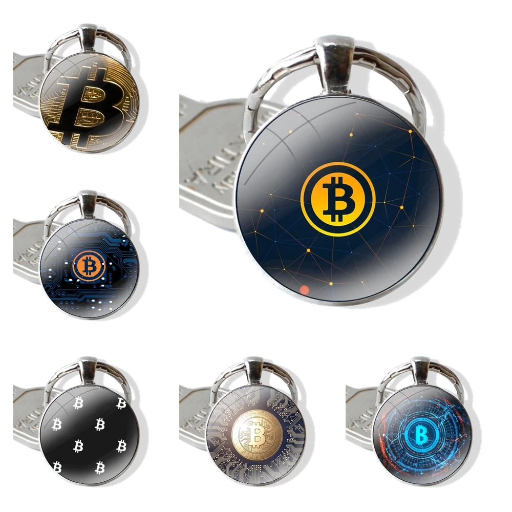 I Love Accept Bitcoin Keychain Handmade Glass Cabochon Key Ring Holder Pendant Key Chains