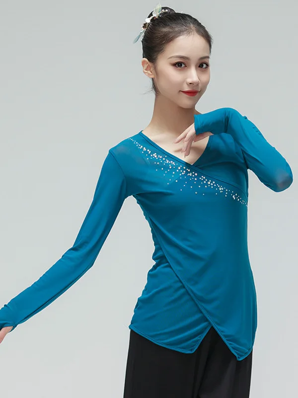 Gauze Tops Mesh Chinese Folk Dance Dress Classical Dance Clothing Costume Hanfu Clothing Traditional Oriental Tops