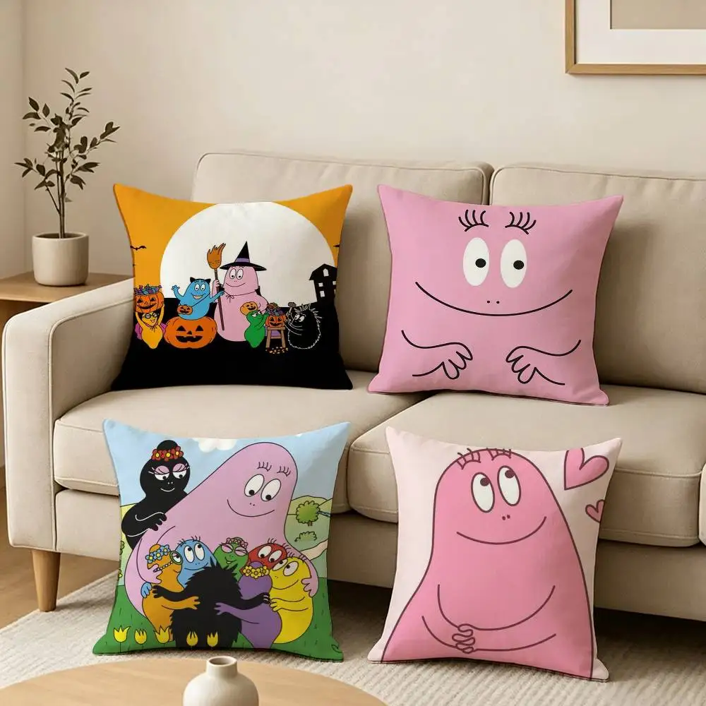 Classic Animations B-Barbapapa-A  Pillow Case Square Double-Sided Sofa Cushion Cover Bedroom Bedside Pillow