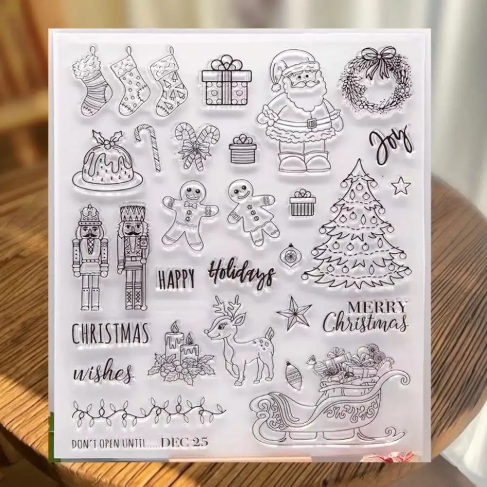 

Merry Christmas Gift Socks Clear Stamps Transparent Seal DIY Handbook Scrapbook Trimming Book Finished Product Seal Image Seal