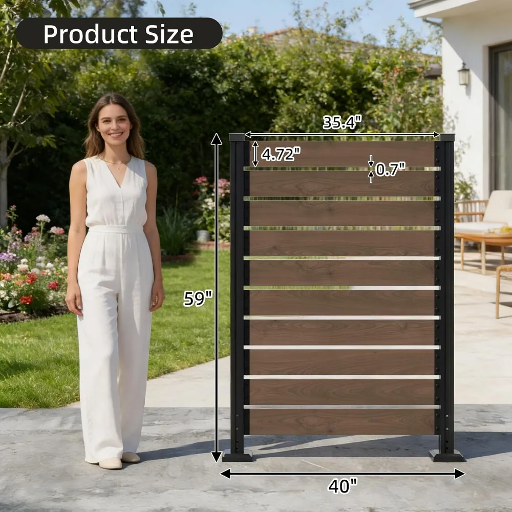 60''H x 40''W Outdoor No Dig Cedar Wood Fence Privacy Screen