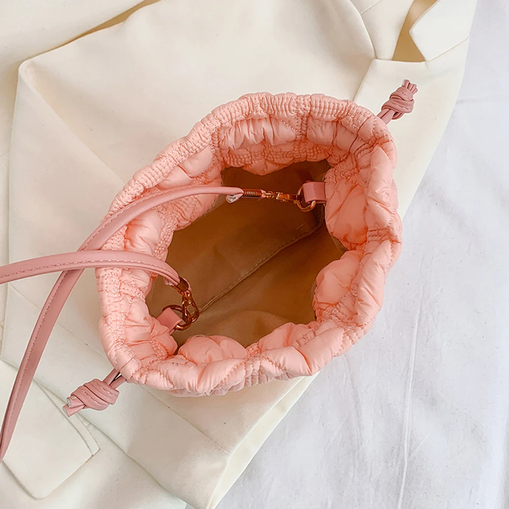 

Женская сумка-ведро со съемным ремнем, сумки на плечо на шнурке, однотонная стеганая сумка через плечо для вечеринки, отпуска