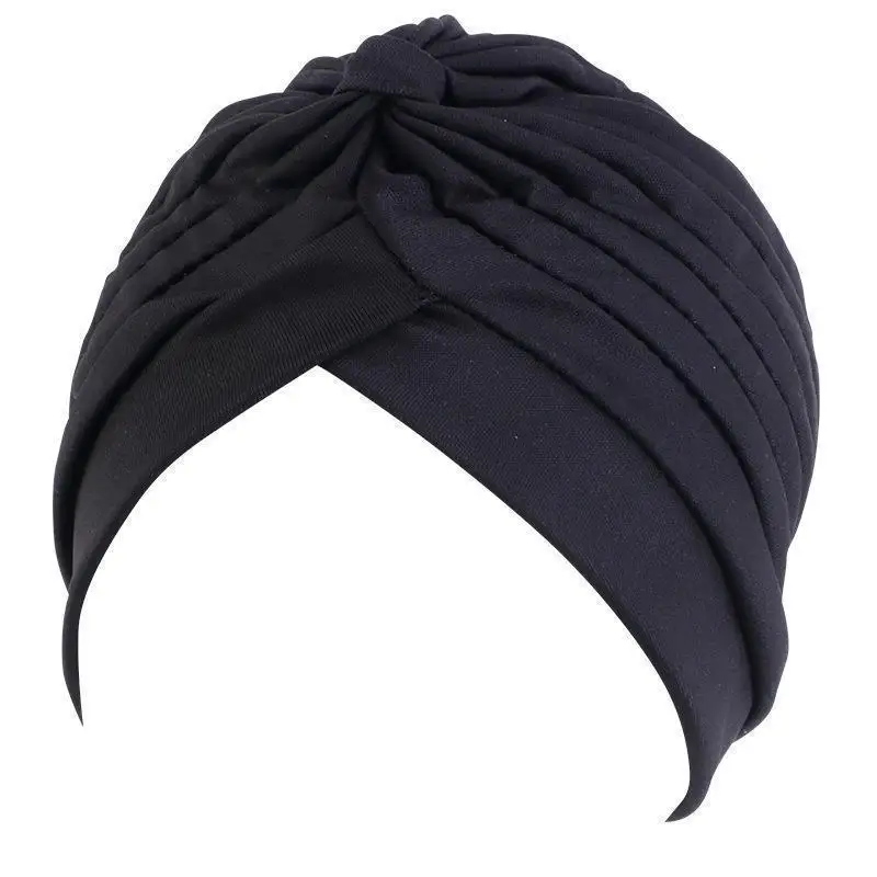 Twist Turban Caps Women Knot Muslim Hijab Shiny Indian Hat Sleep Night Cap Casual Solid Color Headscarf Stretch Head Wrap