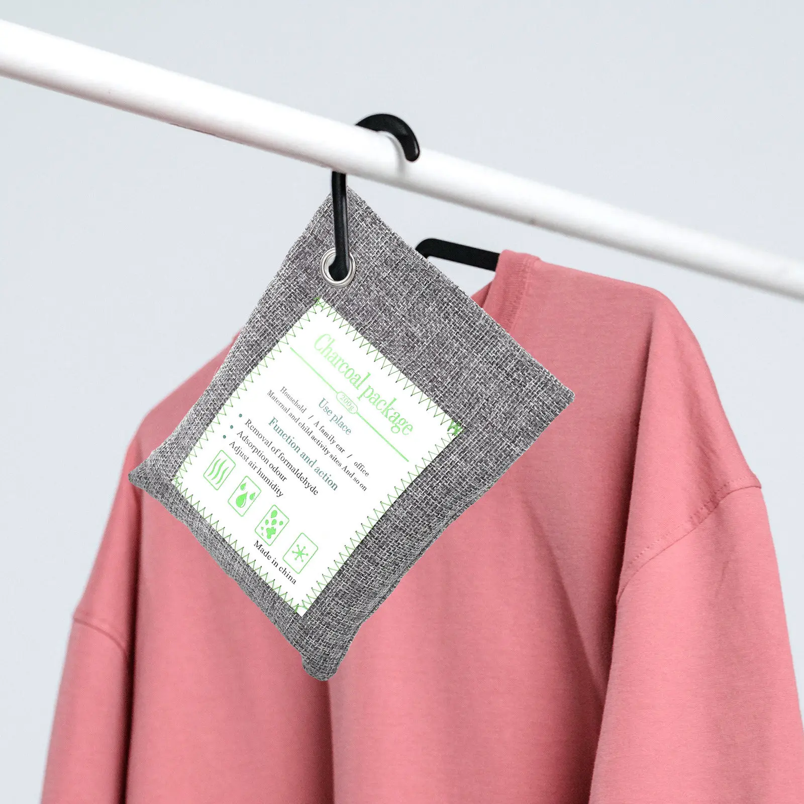 

Набор из 3 бамбуковых мешочков с древесным углем для поглощения запахов и контроля влажности в автомобиле, дома, офисе, гардеробе