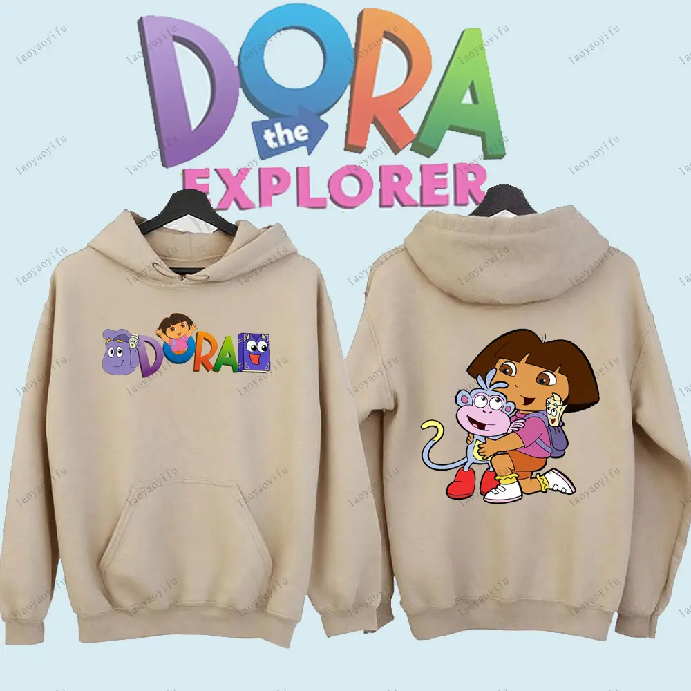 Dora The Explorer لطيف أنيمي الكرتون البلوز الشتاء الدفء هوديي للجنسين النساء الرجال ملابس رياضية شخصية مريحة #6