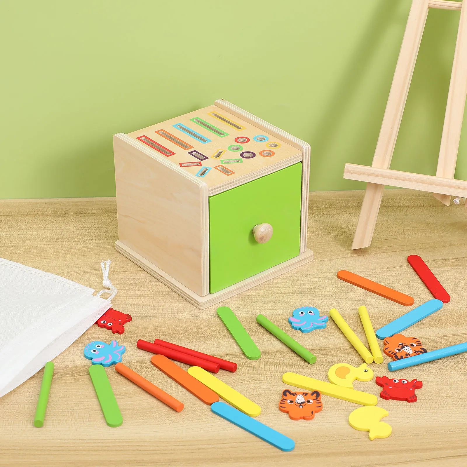 1 set in legno Montessori forma corrispondenza puzzle educativo di ordinamento dei colori gioco di sviluppo della prima infanzia giocattolo di ordinamento dei colori in legno