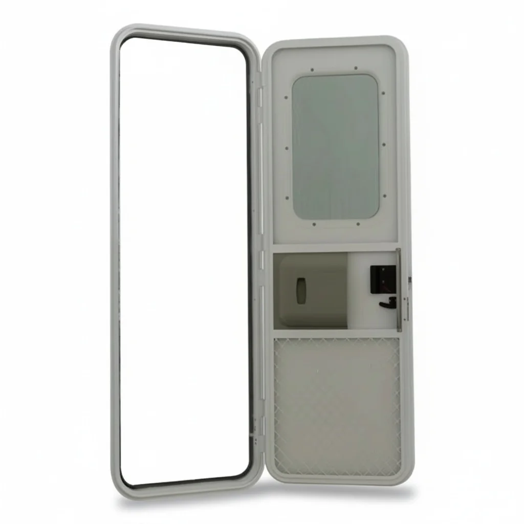 RV Entry Door, Aluminum 622x1822mm Motorhome Door, Toughened Glass Security Mesh, Caravan Access Door for Han Teng Happiness e+