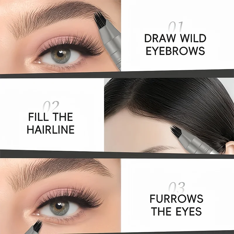 Multi-Prong waterwenkbrauwpen - Microblading-effect, ultrafijne slag van 0,1 mm, waterdicht, langdurig, natuurlijke haarachtige wenkbrauwen