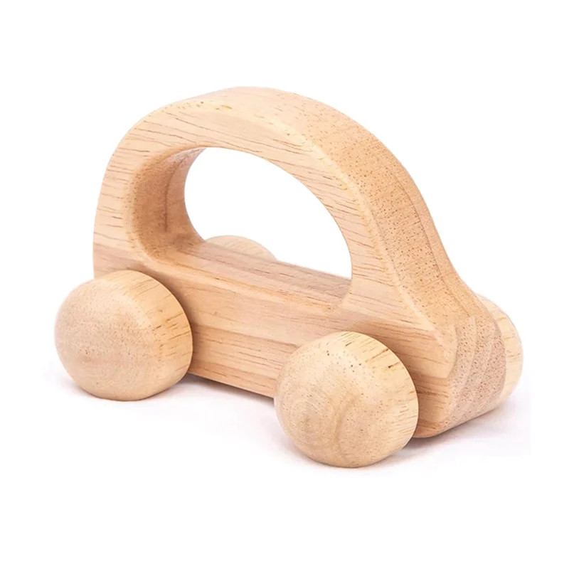 B24C-2Pcs Baby Wooden Car  Early Education Infant 0-6-12 Months Toddler 1-3 Year Old Wood  Boys Neutral Decor