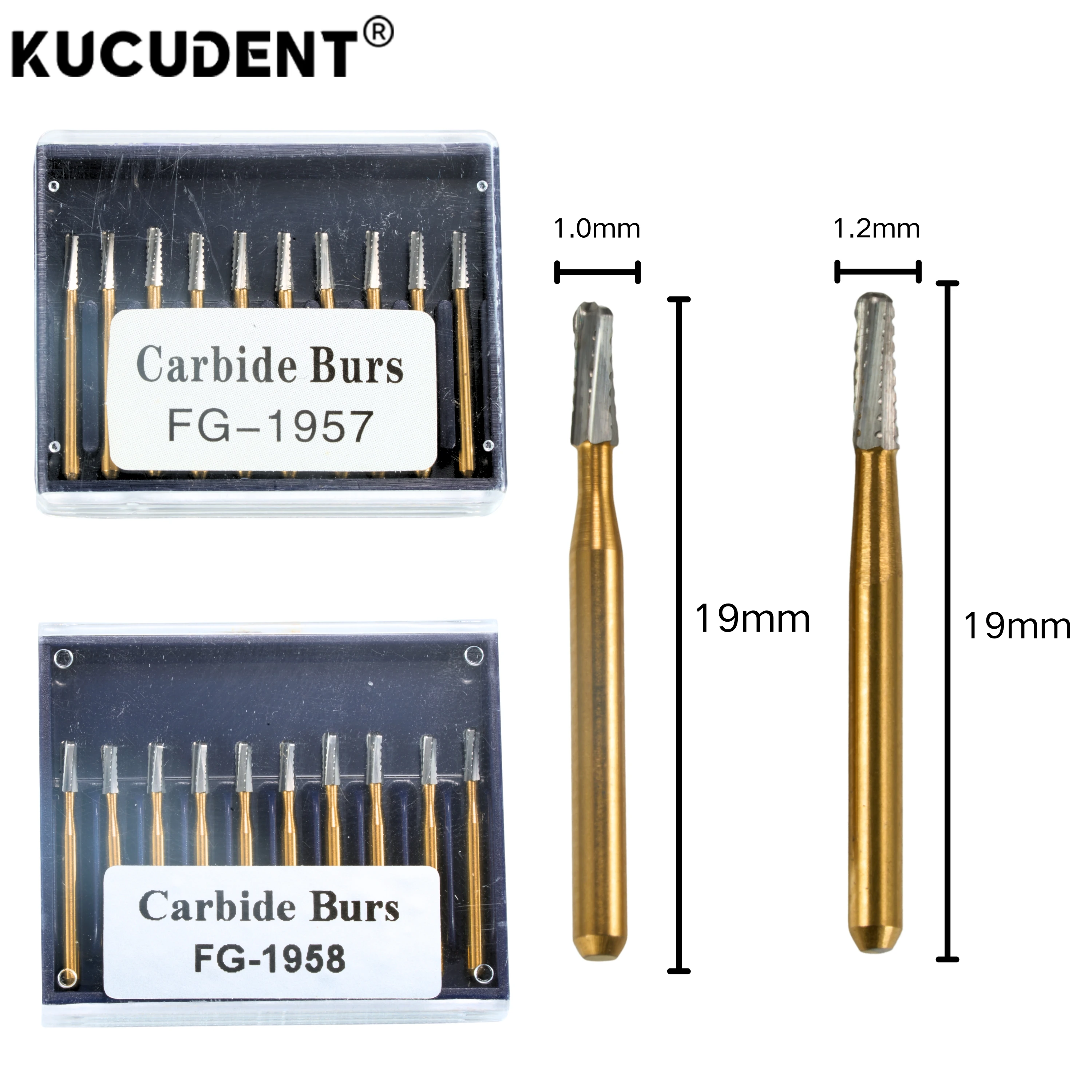 Wolframstahl-Dentalbohrer für Klinik-Kronenentfernung und Restaurationsverfahren, Hochgeschwindigkeits-FG1957/1958 Werkzeugset mit Anti-Ablösungs-Design