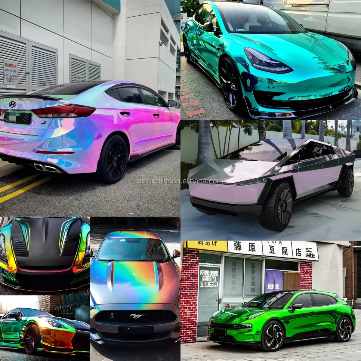 لون التفاف الفينيل فيلم الملونة تصفيح سلسلة الهواء فقاعة الحرة 1.52*17 متر الفينيل التفاف فيلم الكروم اللون تغيير التفاف الفينيل