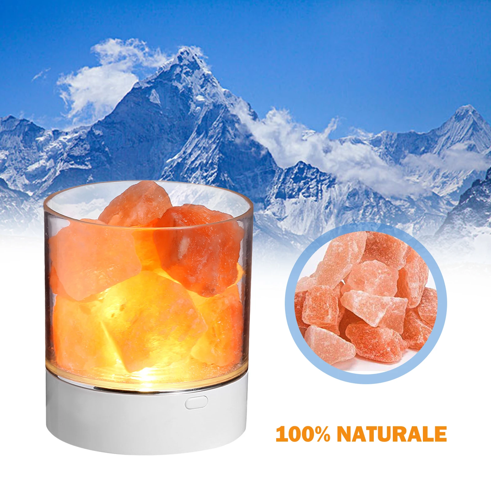 Himalayan Salt Stone Night Light 7 Colors LED Rock Crystal Lamp USB Natural Air Purification Lamp for Car Home Office Decoration