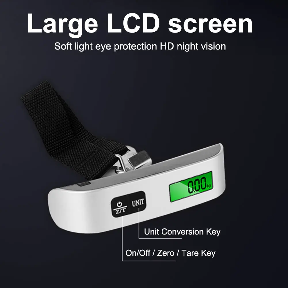 50 كجم/110 رطل الإلكترونية حقيبة معلقة السفر يزن شاشة الكريستال السائل الجيب حقيبة إلكترونية مقياس السفر مقياس الأمتعة اليدوية