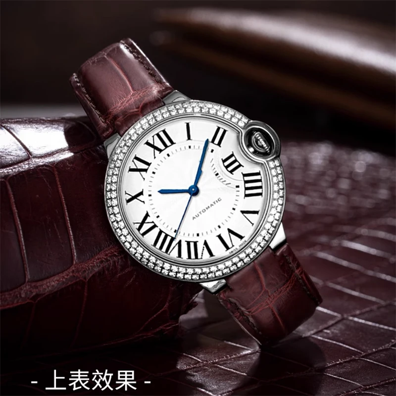 14x8 مم 16x8 18 مم 20 مم 22x12 مم لحزام بالون كارتييه الأزرق للرجال والنساء حزام ساعة جلدي سوار بإبزيم قابل للطي من الفولاذ المقاوم للصدأ