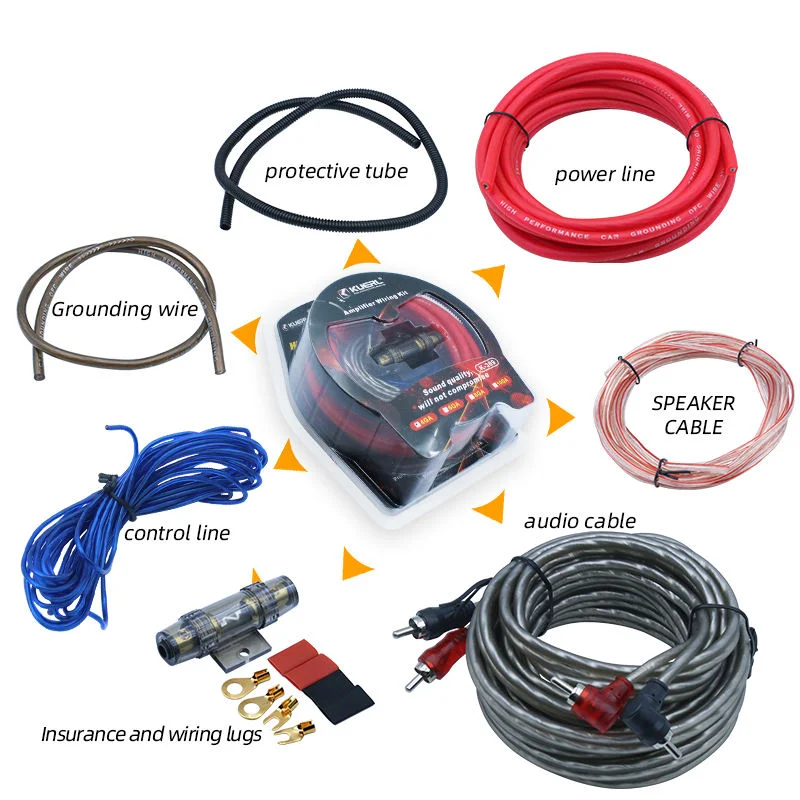 10/8/6/4 GA Car Amplifier Wiring Kit Car Amplifier Cable Set 60Amp Fuse Holder Set Subwoofer Modification Connection Cable Kit