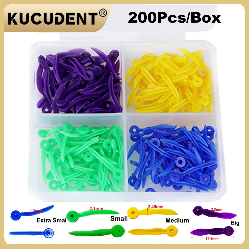 200 Pz/pacco Dentale Usa E Getta Cunei Dente Gap con Foro Circolare 4 Formati di Plastica Medica Strumenti di Igiene Orale per il Laboratorio di Odontoiatria