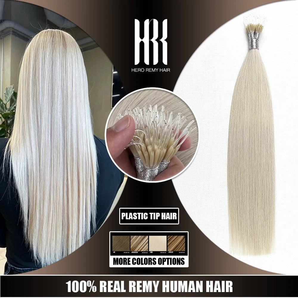 Nano Bond Extensions 100% Real Remy Human Hair 1g/Strand 16-22 Inch Tangle-Free Easy Install Long-Lasting Nano Ring Beads Hair