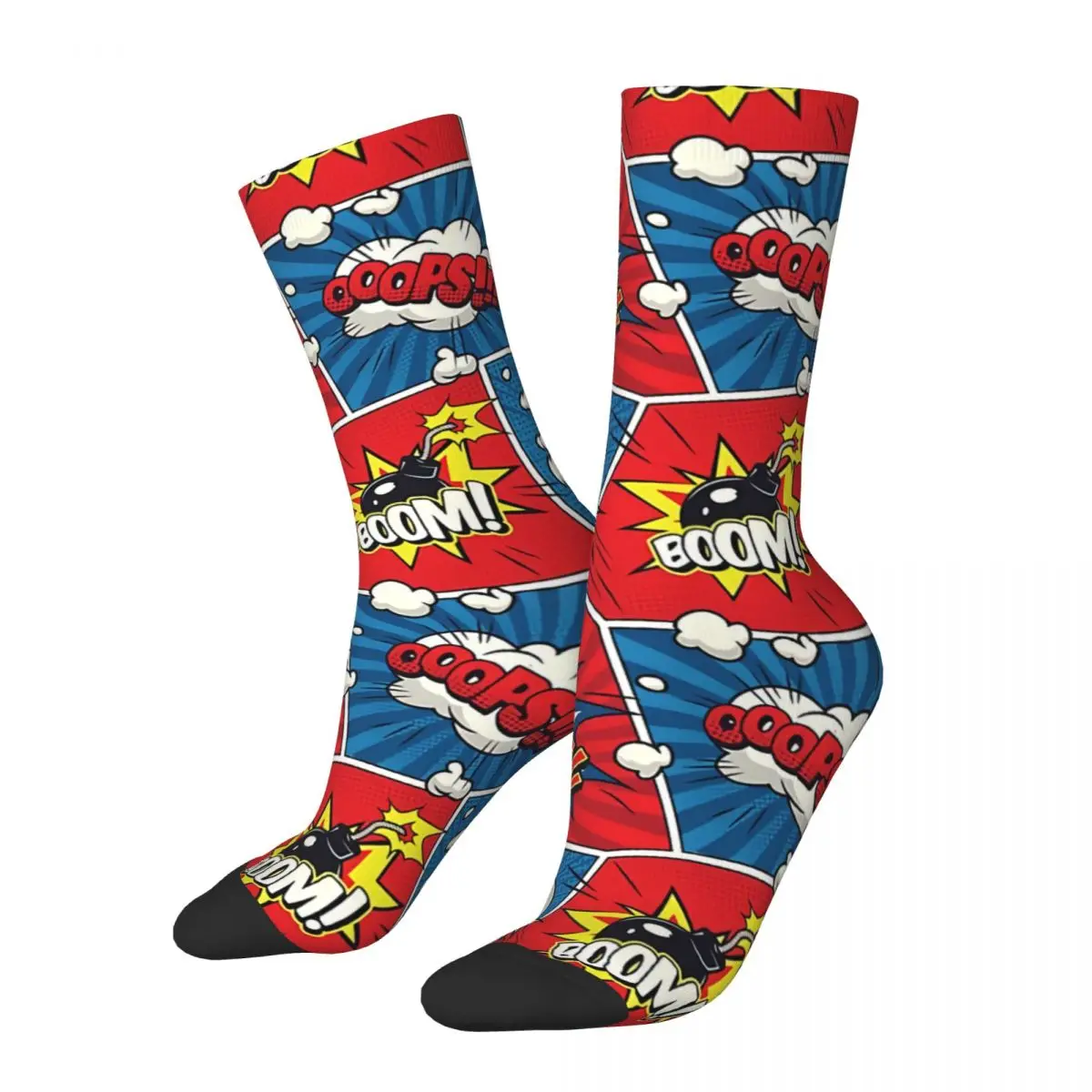 

Onomatopoeia Words Cool Pattern Comic Book Lover Socks Travel 3D Print Boy Girls Mid-calf Sock