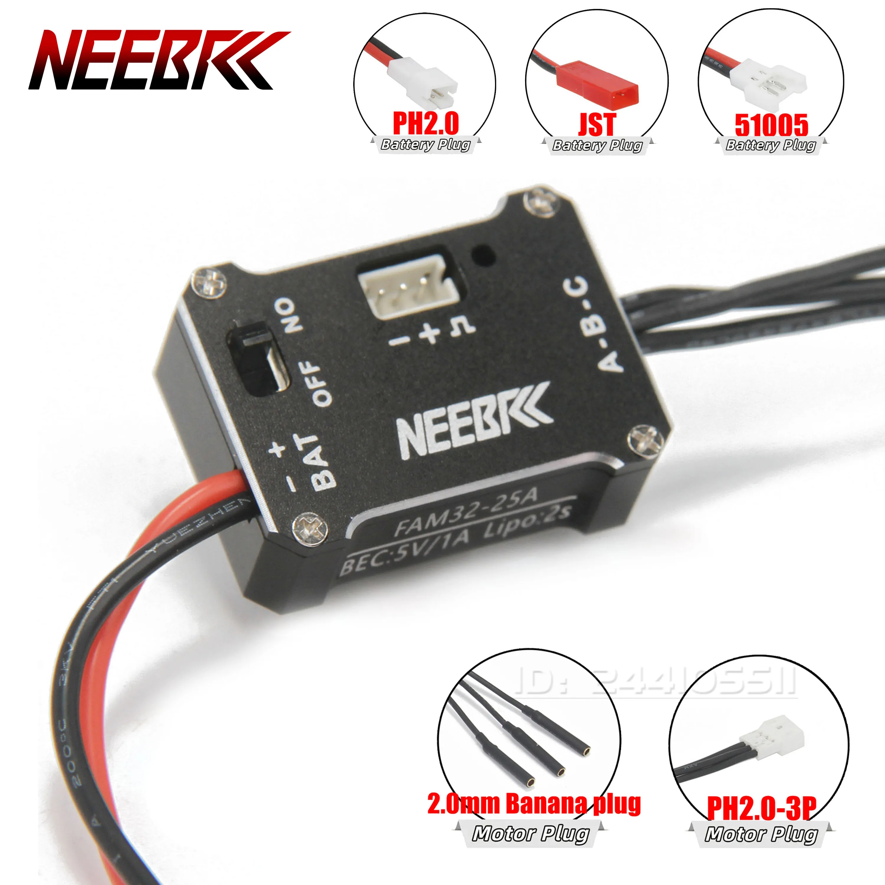 

NEEBRC 25A Metal Brushless ESC 2S for 1/18 1/24 1/28 SCX24 Trx4m FMS RC Climbing Drift Car Upgrade Toy Part 1212 1224 1621 Motor