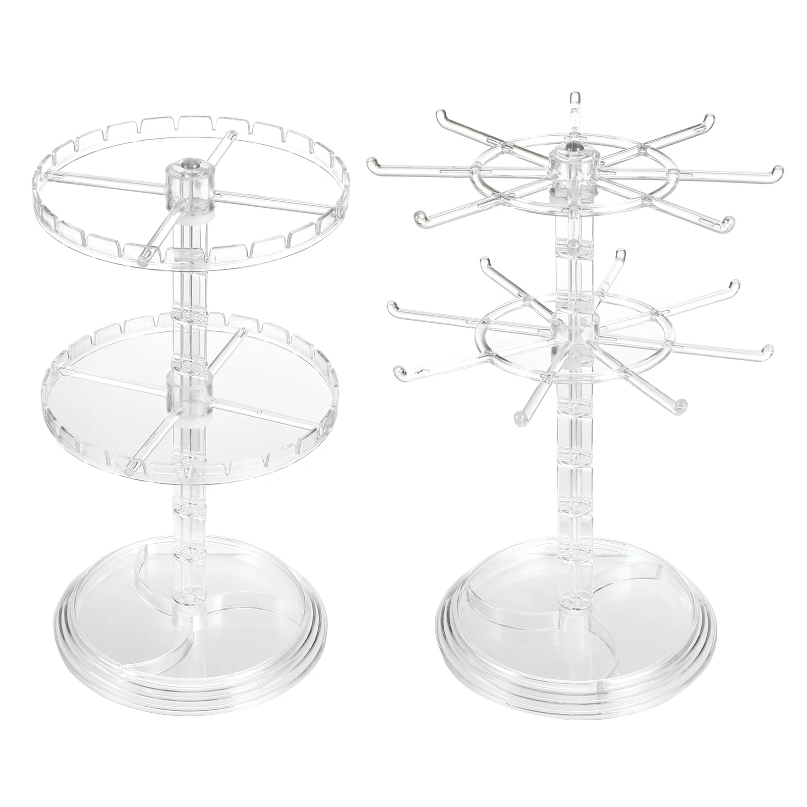 

2pcs Rotatable 2-Layer Earring Storage Rack Jewelry Display Stand Detachable Stable Base Home Decoration Earring Organizer