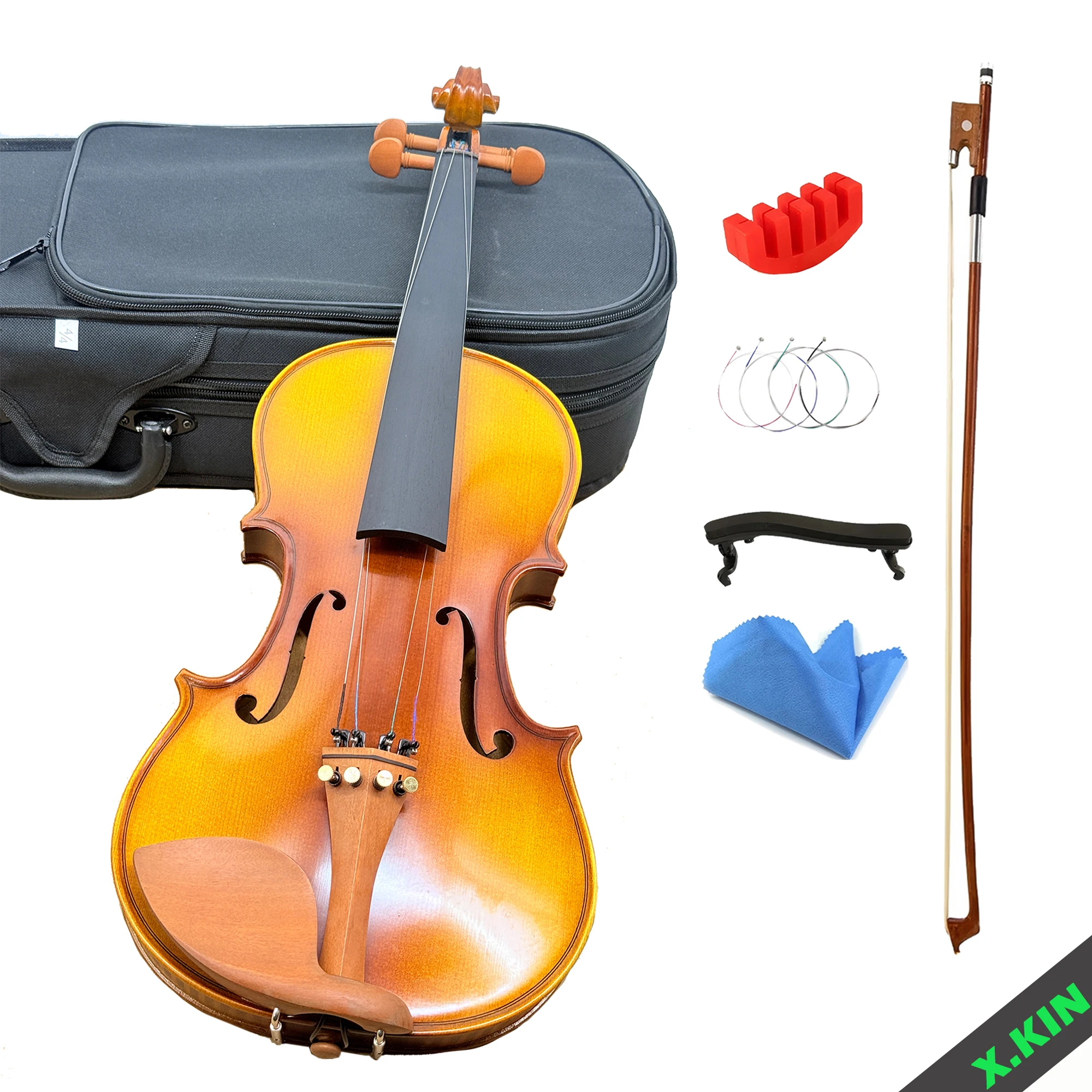 

4/4 Handmade Antique Violin, Solid Wood Beginner Violin with Full Set Accessories (Case, Bow, Shoulder Rest)