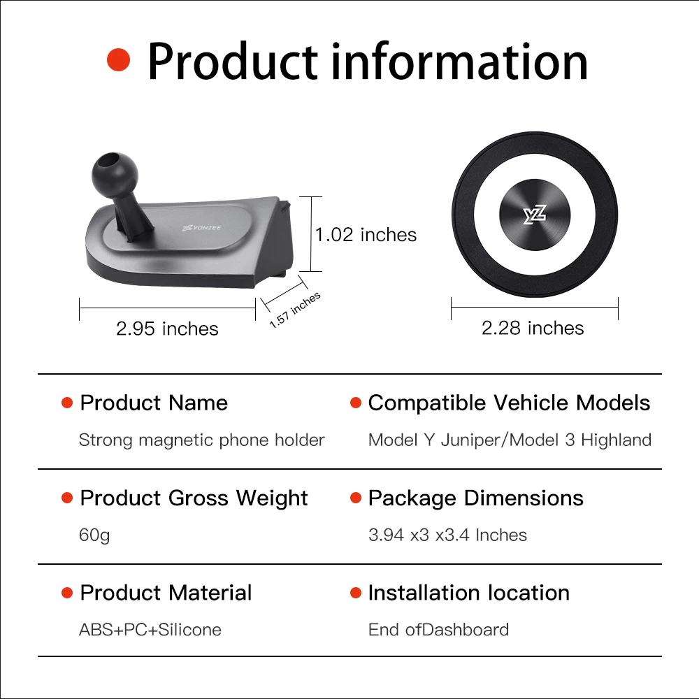YZ Für Tesla Model 3 Y YL Highland Juniper 2024-2026 Magnetische 360-Grad-Handyhalterung für Lüftungsschlitze, Rutschfest, für iPhone 17 16 MagSafe – Detail 13