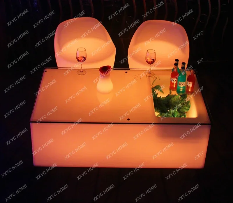 Promotional LED luminous KTV creative wine bar counter box coffee table combination outdoor leisure luminous furniture table