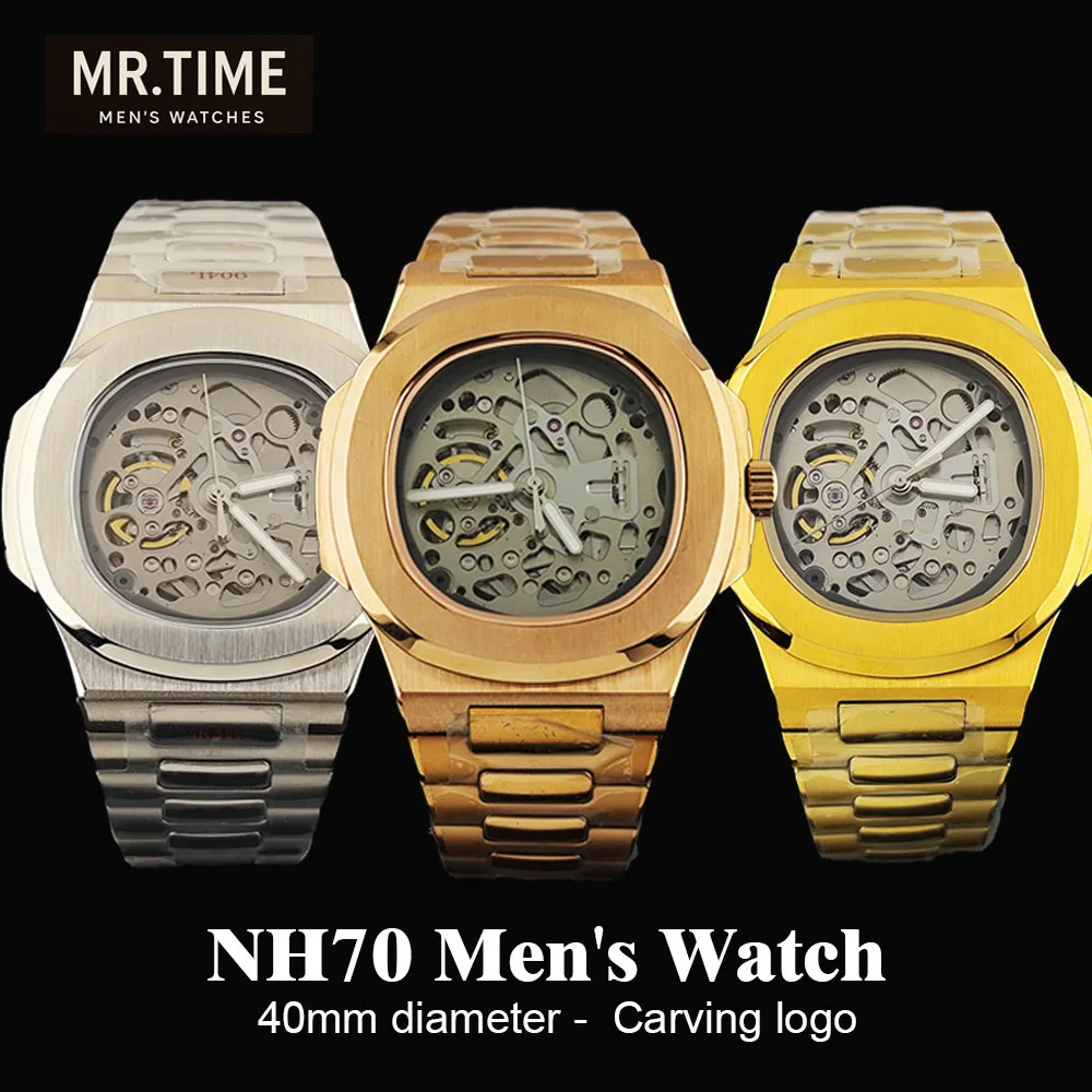 2026 Hot NH70 Watch Men's Watch Hollow out Watch Customized Logo Stainless Steel Automatic Watch NH70 Movement Watch