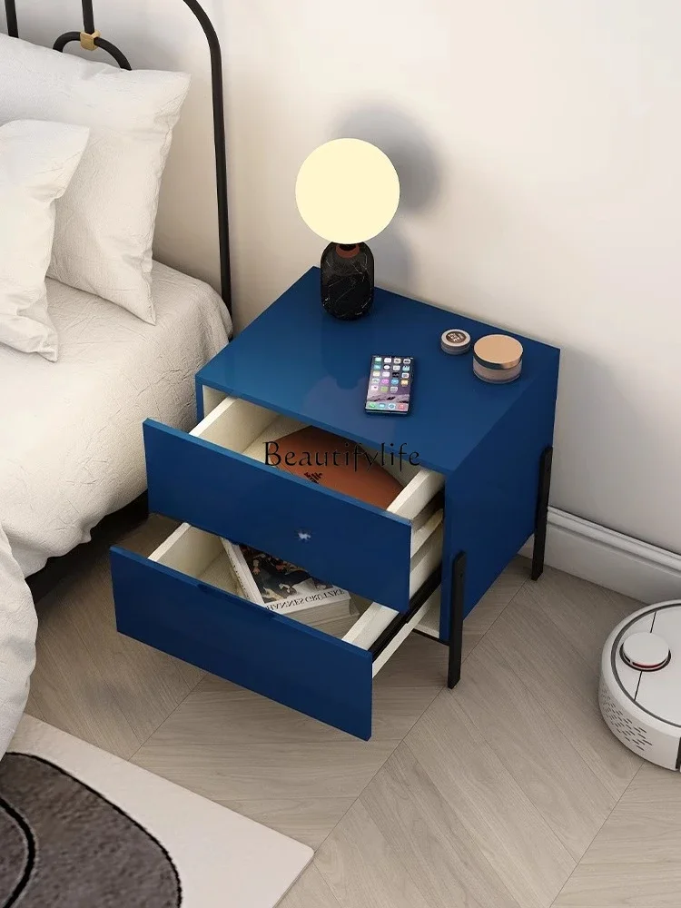 

D06 Milk Coffee Color Bedside Table Creative Versatile Ultra-Thin 35cm Wide Designer Customization