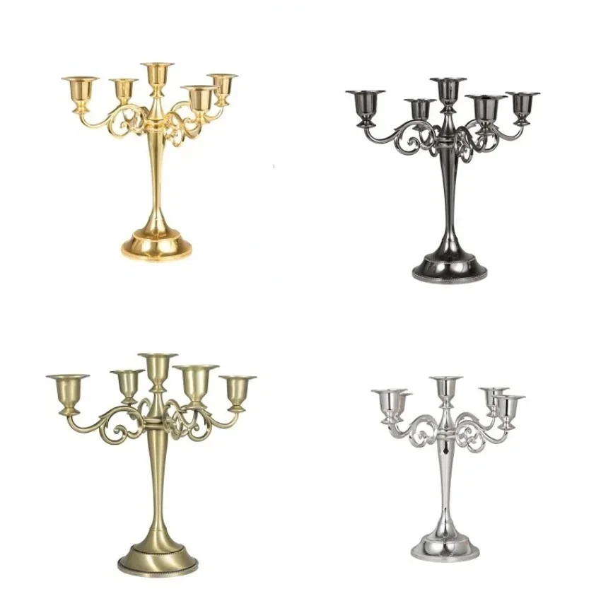 American Style Retro Candlestick Creative Three-headed Five-headed Metal Iron Candle Holder Romantic Dinner Table Decoration
