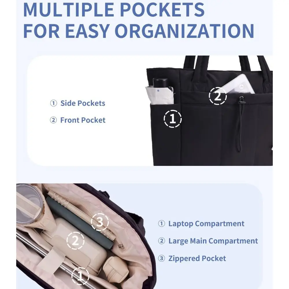 New Puffy Padded Female Handbag Multiple Pockets Soft Tote Bag Lightweight Women Shoulder Bag Women - view 2