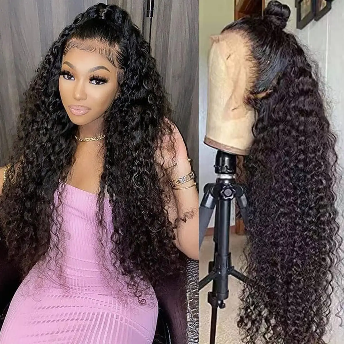 Brazilian Human Hair Wigs 30 Inch Lace Front Wigs 4x4 13x4 Kinky Curly Wigs For Women Curly Wig 180% Density